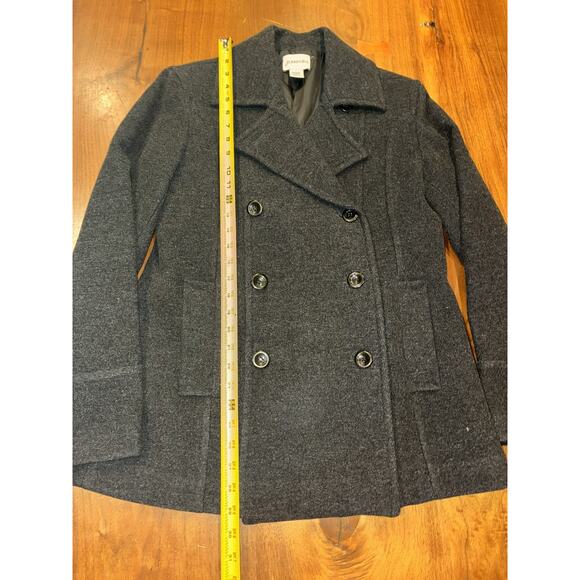 St. John's Bay Jacket Womens M Petite Gray Wool Cashmere Blend Coat Warm Cozy - Picture 2 of 6